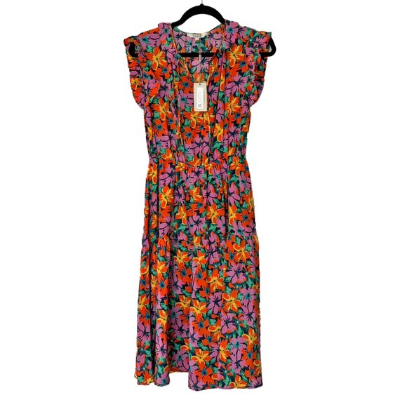 Tucker 100% Silk Marissa's Mural Navy Crepe de Chine Dani Dress - Size S - NWT - Picture 2 of 6